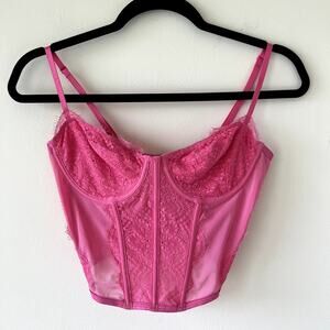 White Fox Pink Lace Bustier Corset Top Size Medium Fairy Coquette Festival